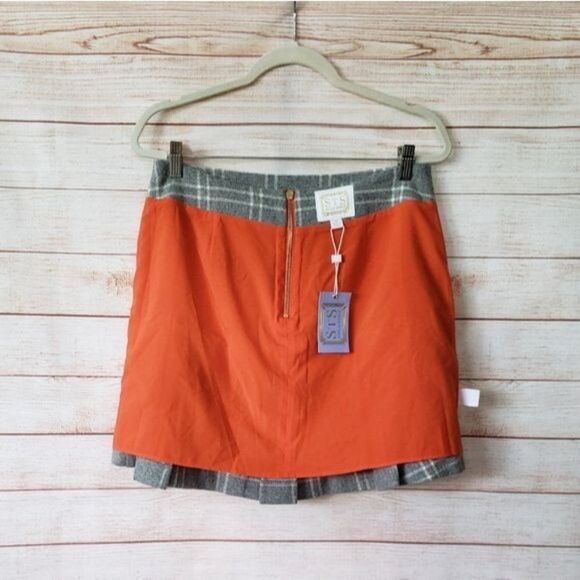 Sail To Sable Wool Blend Box Pleat Plaid Lined Mini Skirt Women's Size 6 Grey - Picture 9 of 11